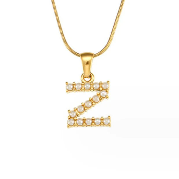 Vioraia Letter Pearl Charm Necklace