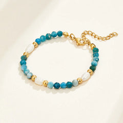 Vioraia Turquoise Blue & Pearl Bead Bracelet