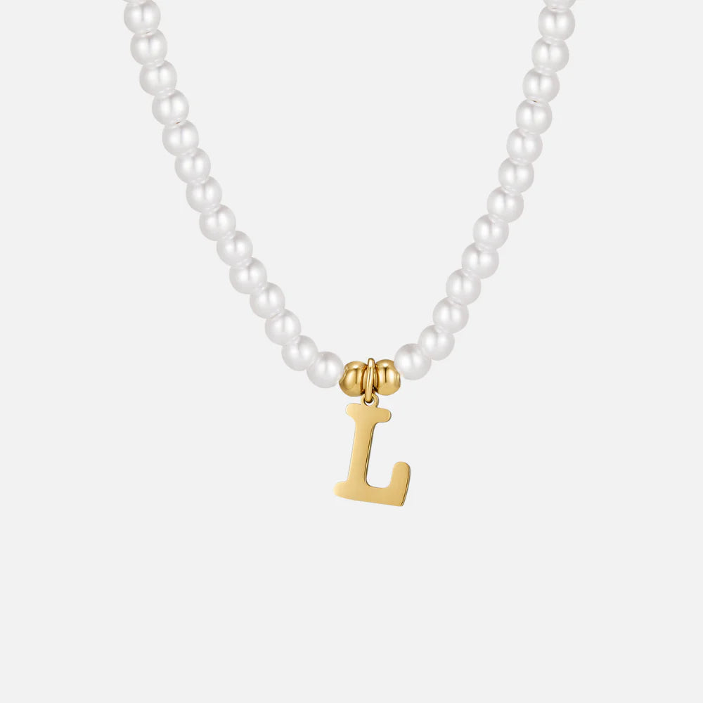 Vioraia Letter Pearl Necklace