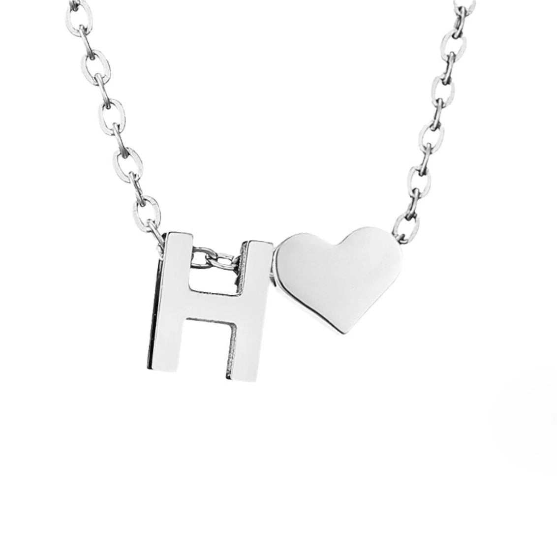Vioraia Forever Love & Letter Silver Necklace