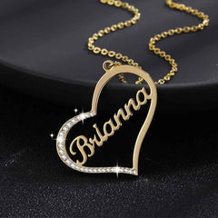Vioraia Sparkling Name In Heart Necklace
