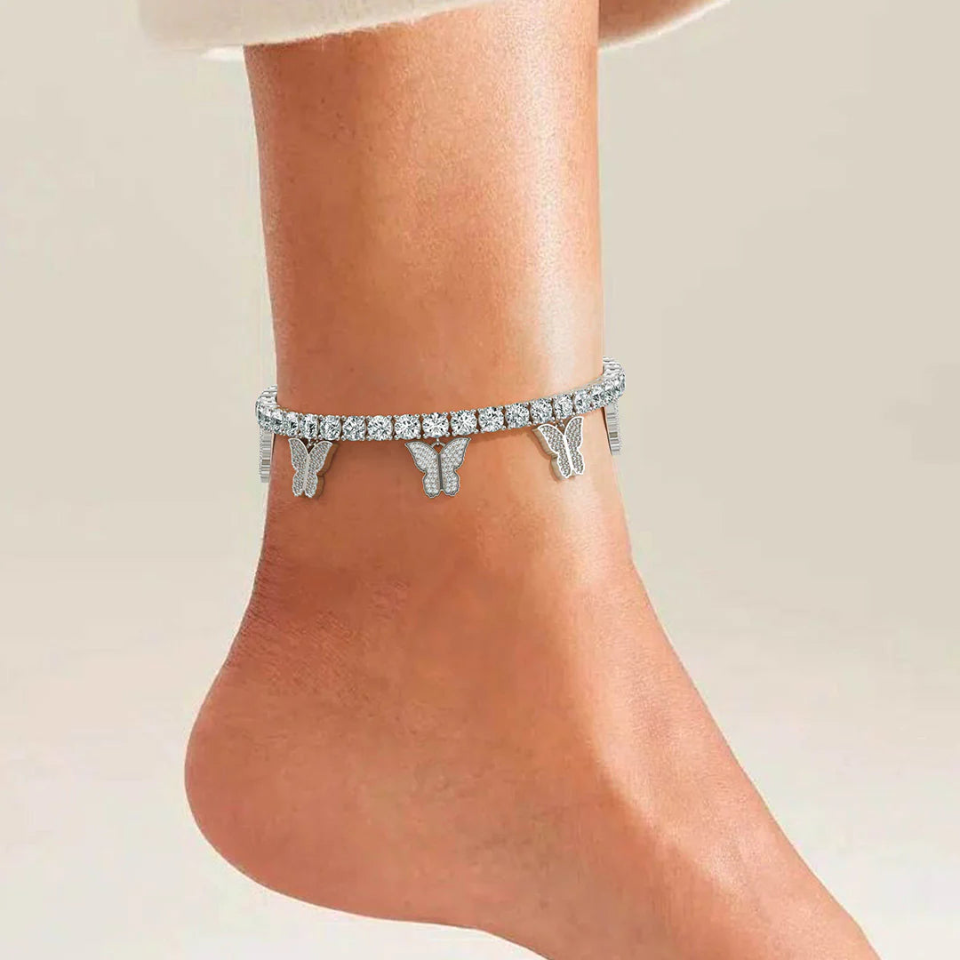 Vioraia Sparkling Butterflies Tennis Anklet