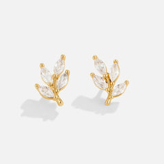 Vioraia Crystal Leaf Stud Earrings