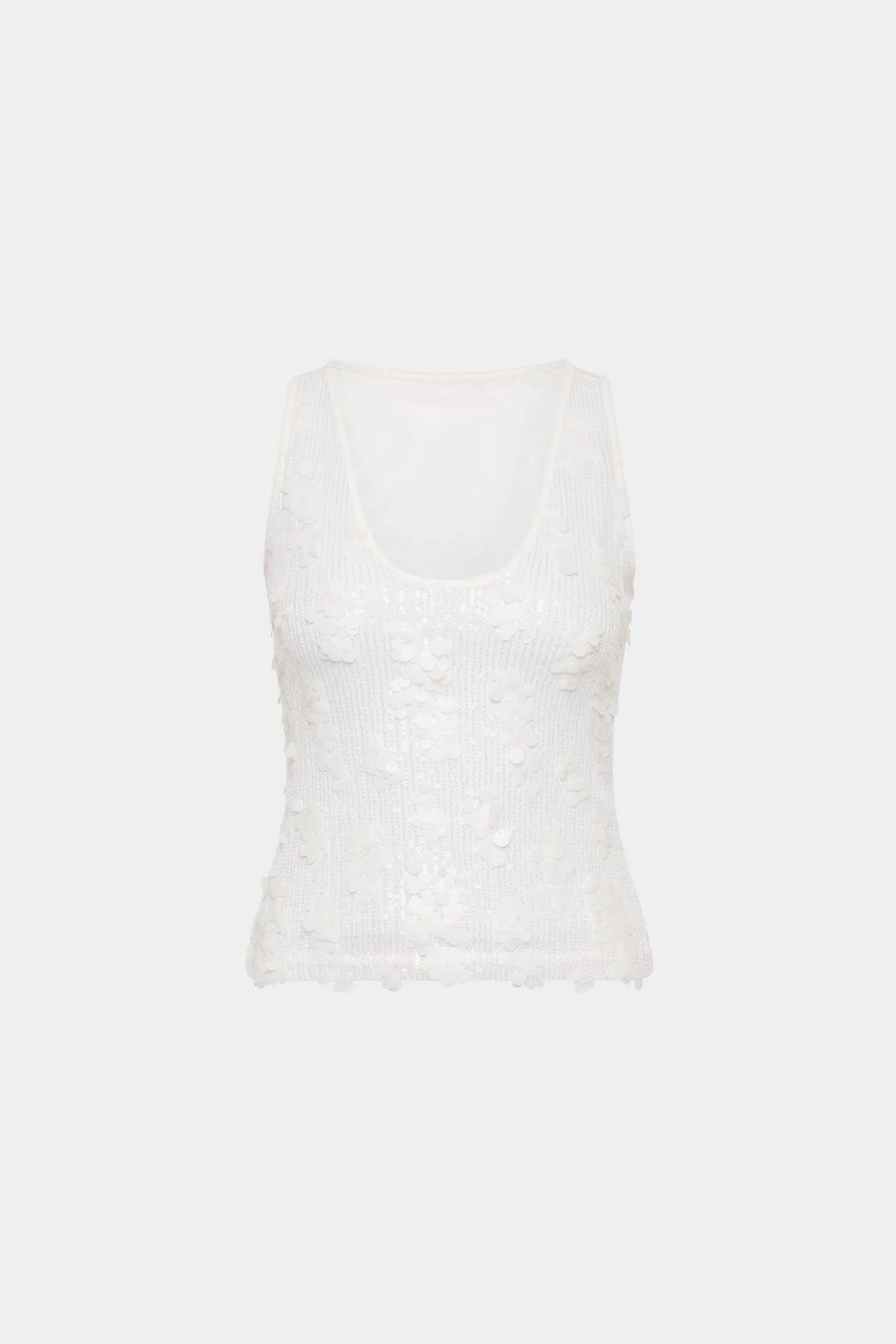 Tank Top Mesh | White Sequin