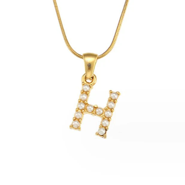 Vioraia Letter Pearl Charm Necklace
