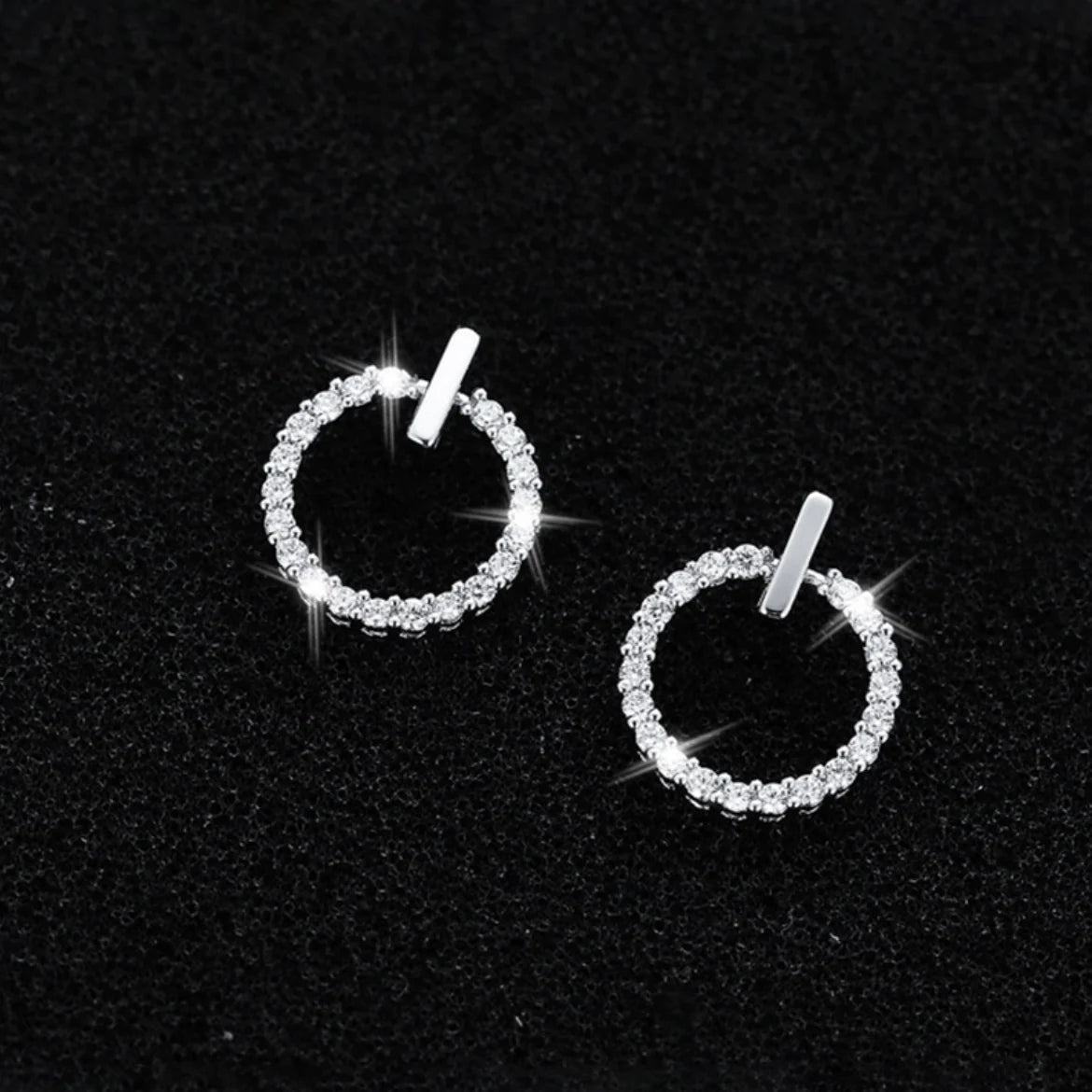 Vioraia Sparkling Open Circle Stud Earrings