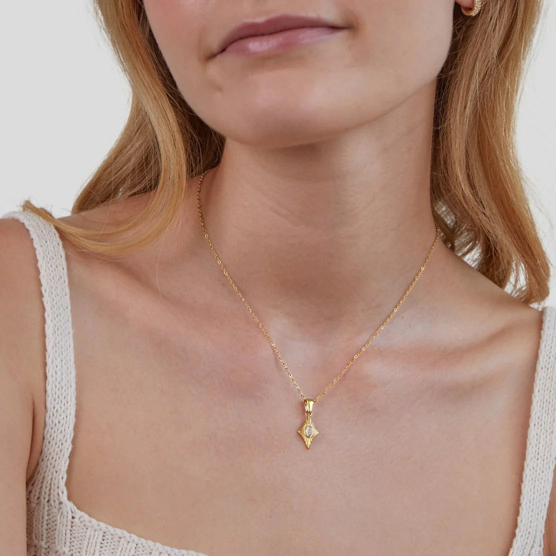 Vioraia Luna White Opal Gold Necklace