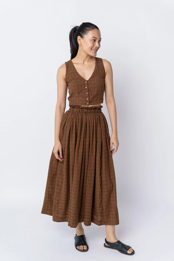 Antique Brown Pull On Skirt