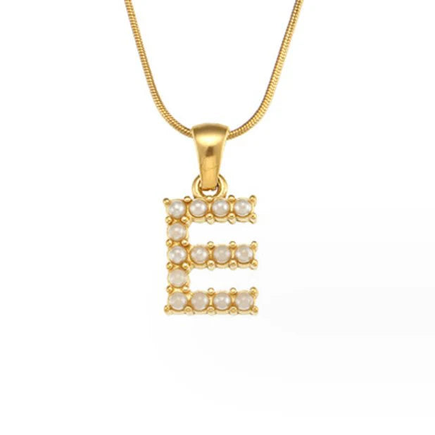 Vioraia Letter Pearl Charm Necklace