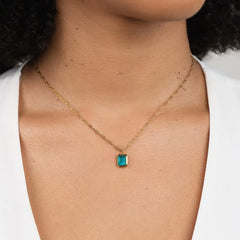 Vioraia Teal Green Crystal Necklace