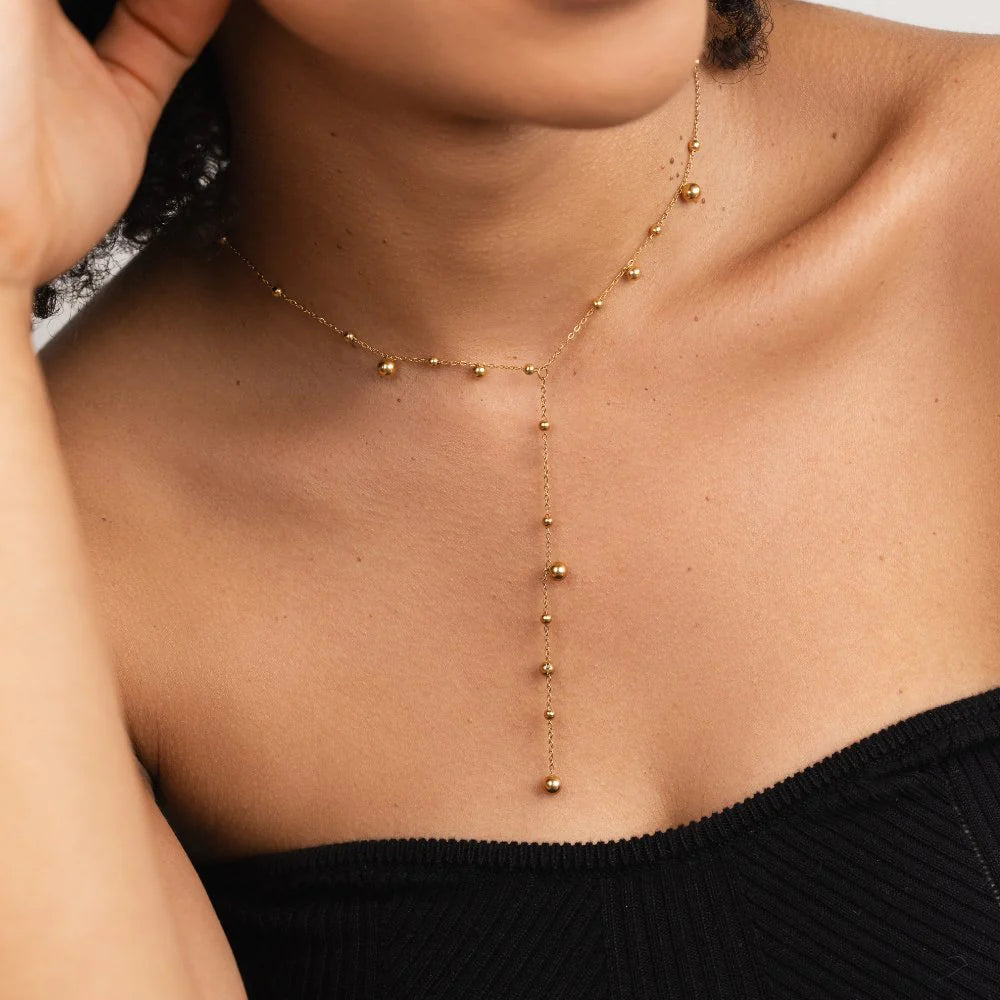 Vioraia Lovi Gold Beads Tassel Necklace