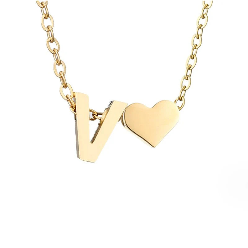 Vioraia Forever Love & Letter Gold Necklace
