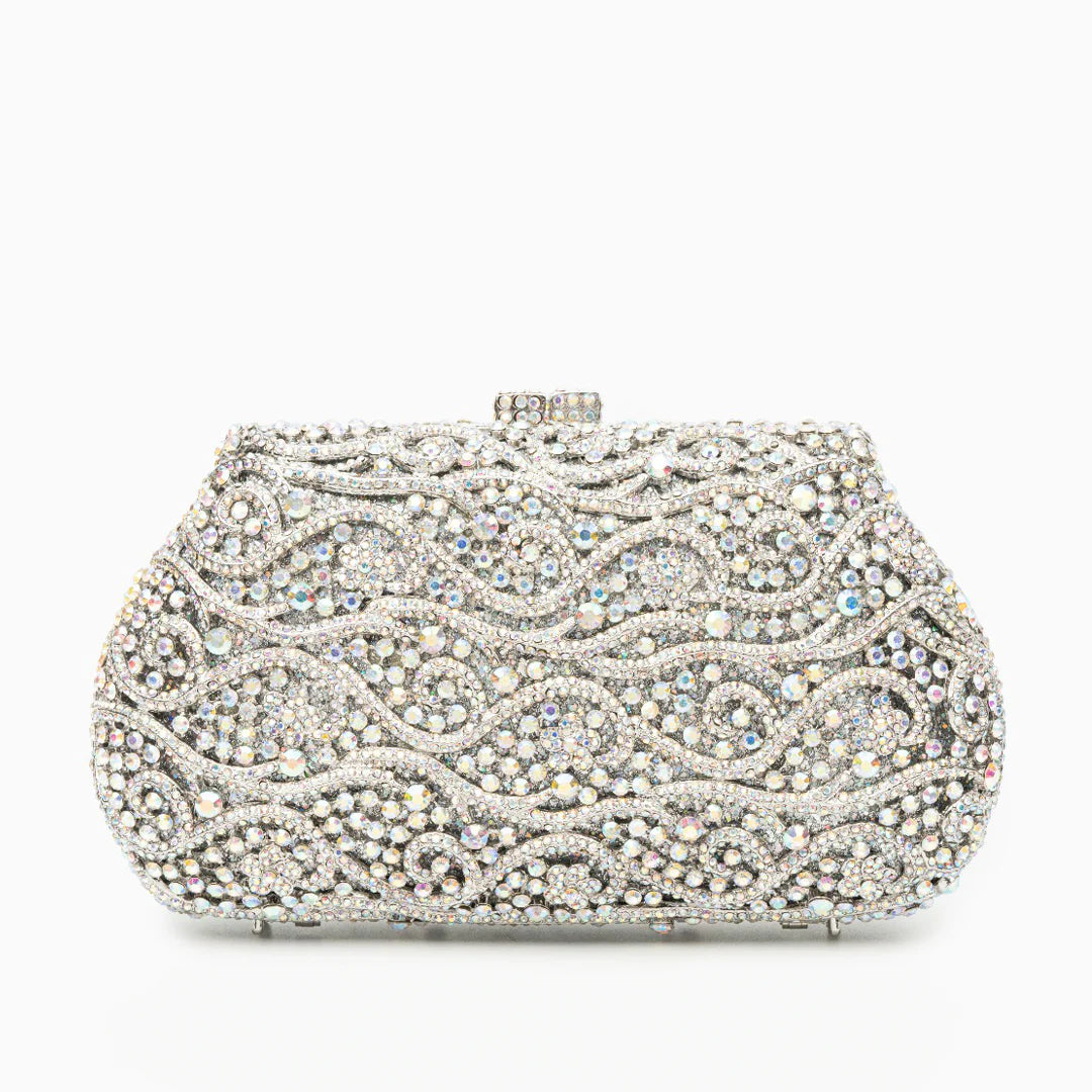 Vioraia Juliet Rhinestones Clutch Bag - Silver