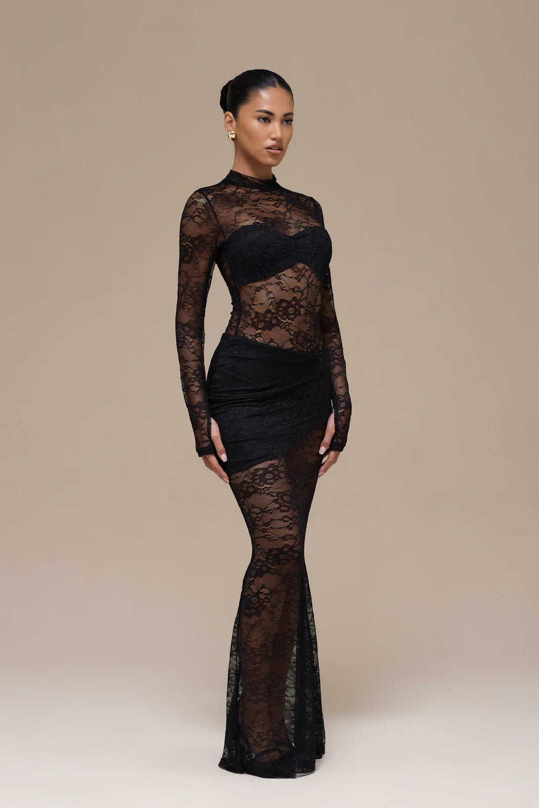 BRITNEY LACE MAXI SKIRT | BLACK