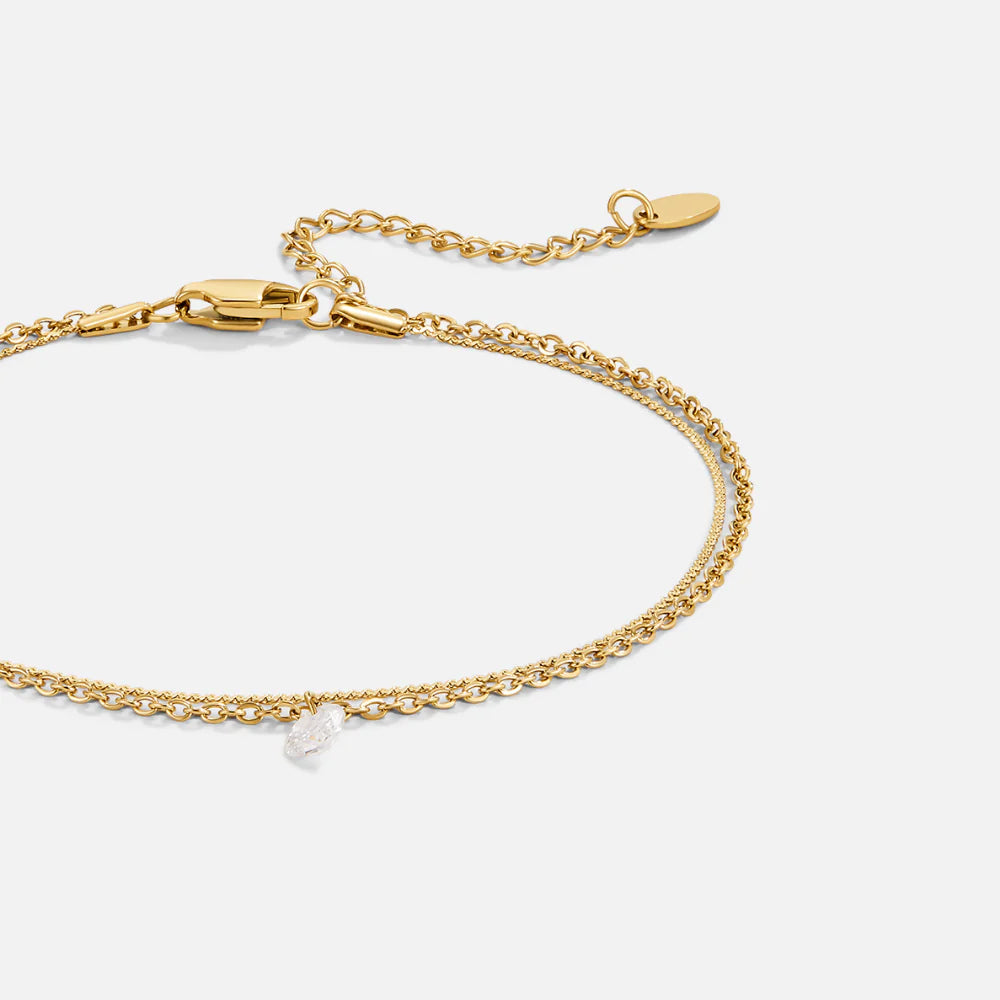 Vioraia Layered Dainty Crystal Anklet