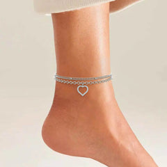 Vioraia Vennis Double Layered Heart Anklet
