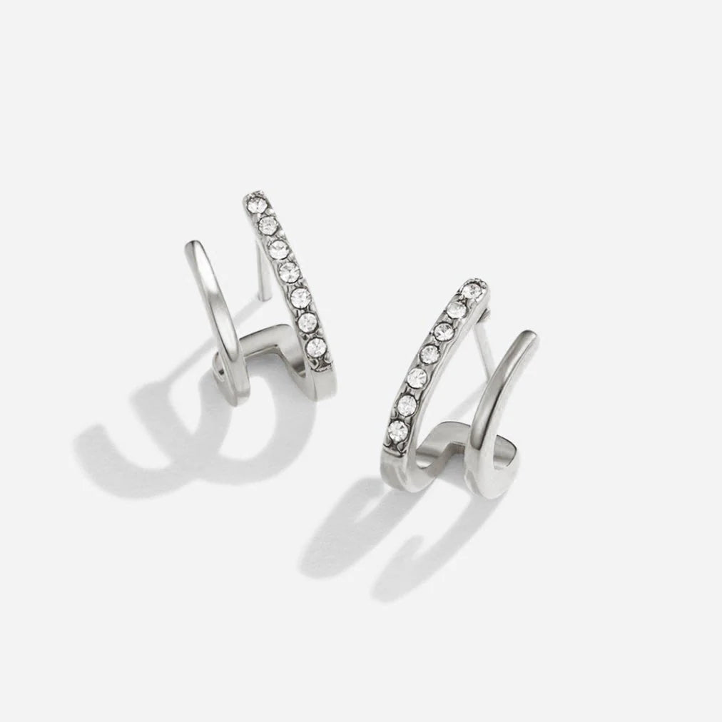 Vioraia Silver & Crystal Claw Earrings