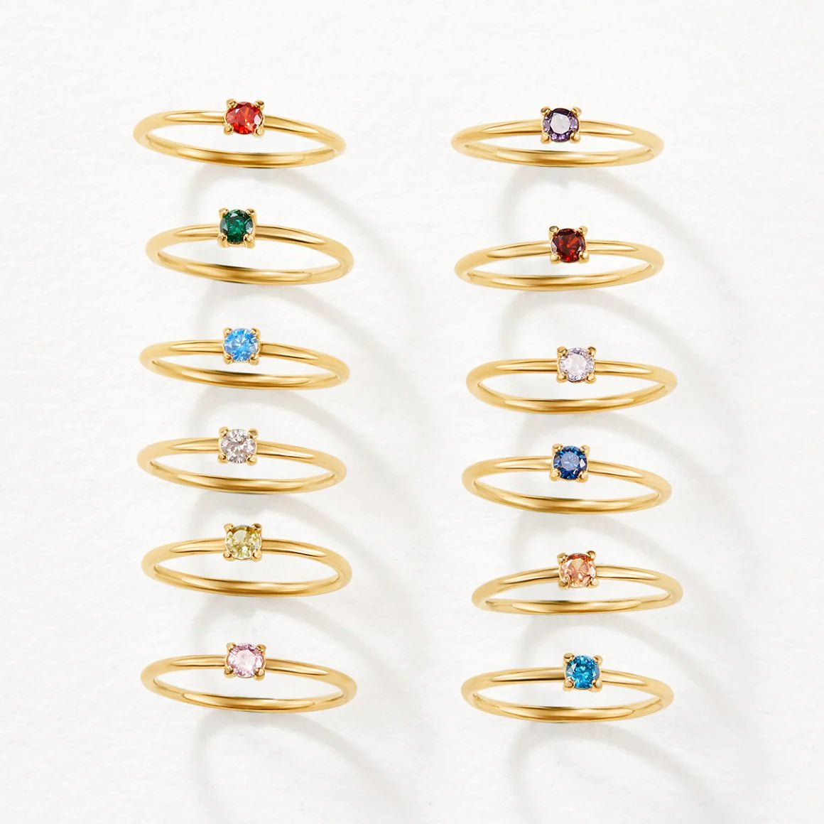 Vioraia Birthstone 18K Gold Rings