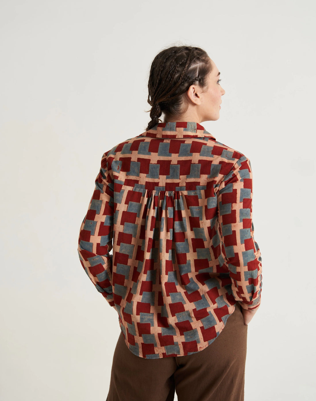 Block printed relaxed fit shirt
