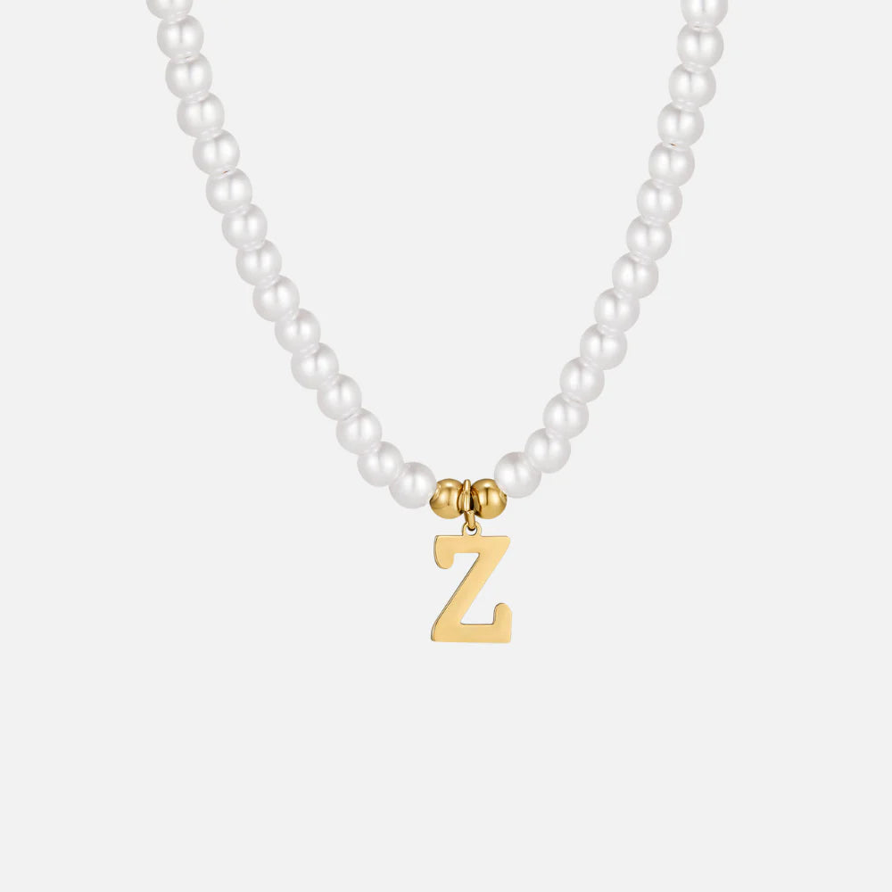 Vioraia Letter Pearl Necklace