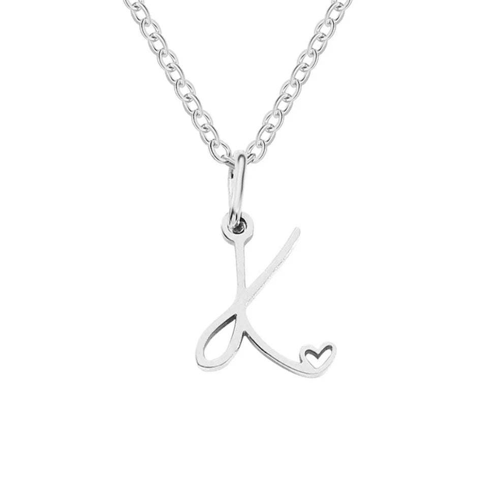 Vioraia Silver Letter Heart Necklace