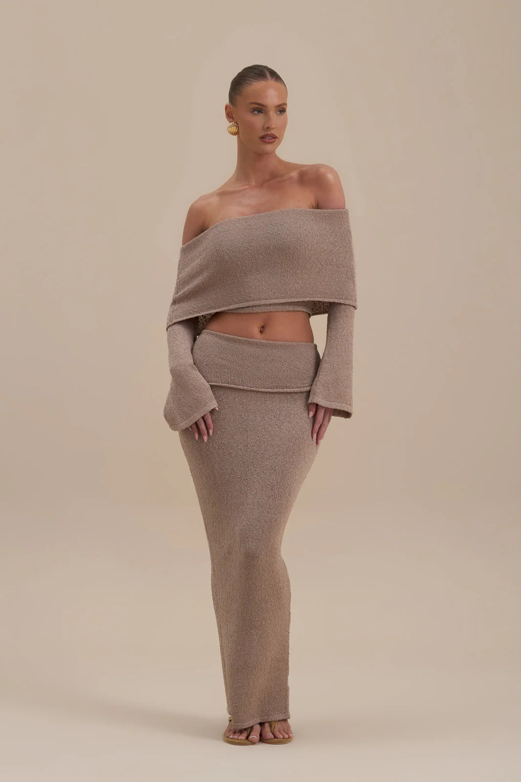 YASMIN BOUCLE KNIT CO-ORD | LATTE