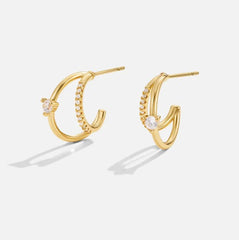 Vioraia Layered Crystal Gold Hoop Earrings