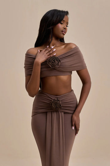 BELLE BARDOT CROP TOP | CHOC - SALE