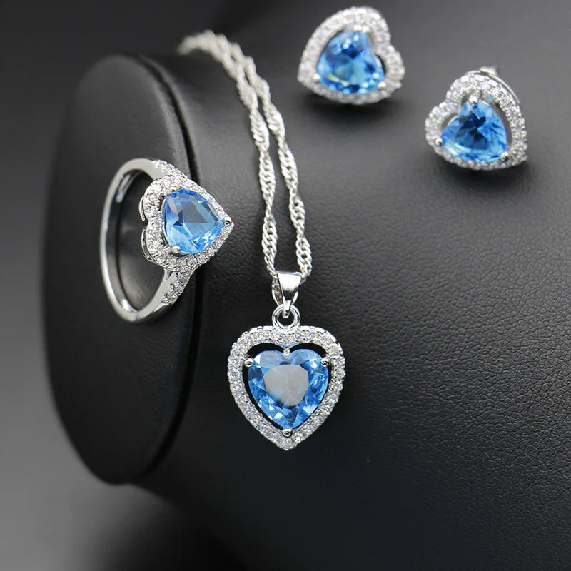 Vioraia Sparkling Crystal Heart Jewelry Set