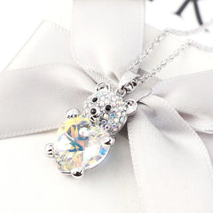Vioraia Bear Crystal Heart Necklace