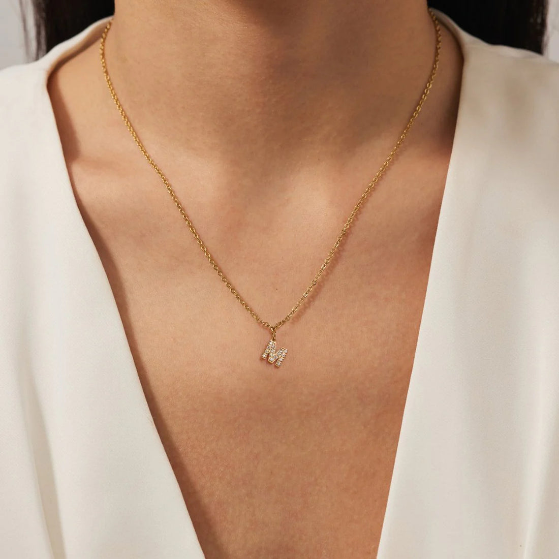 Vioraia Crystal Letter Charm Necklace