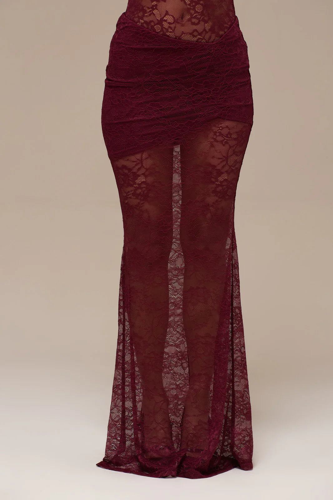 BRITNEY LACE MAXI SKIRT | WINE