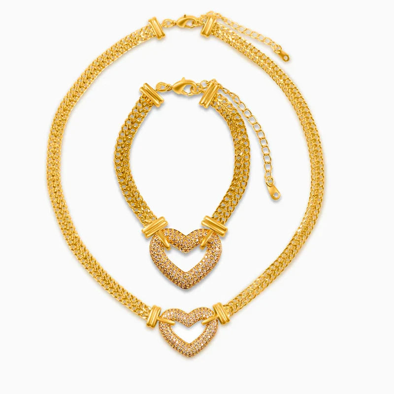 Vioraia Paris Heart Pendant Jewelry Set