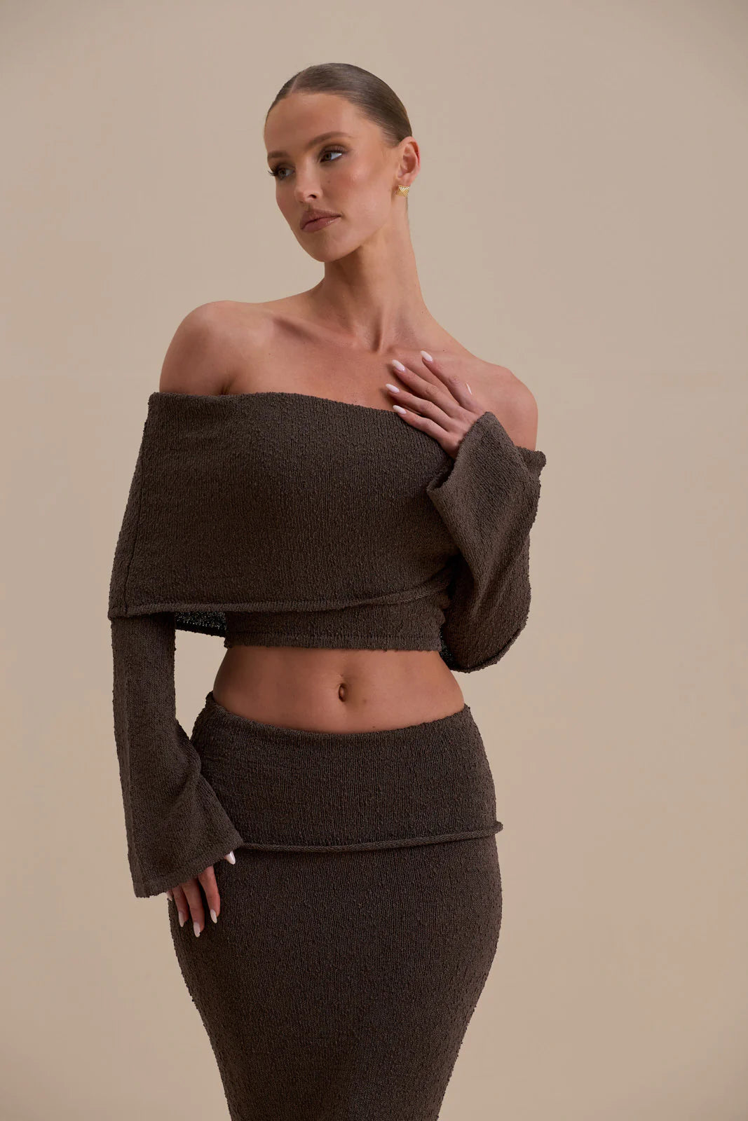 YASMIN BOUCLE KNIT CO-ORD | CHOCOLATE