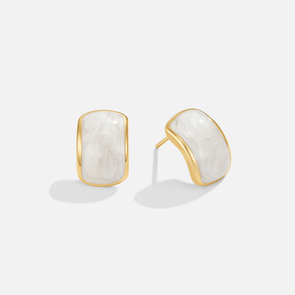 Vioraia Mother Of Pearl Semi Hoop Earrings