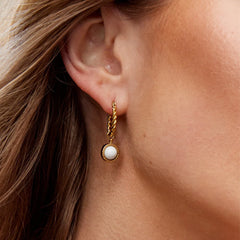 Vioraia White Agate Twisted Hoop Earrings