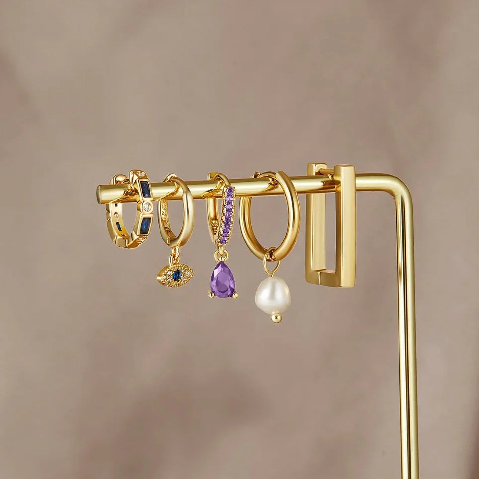 Vioraia Gold Rectangle Hoop Earrings