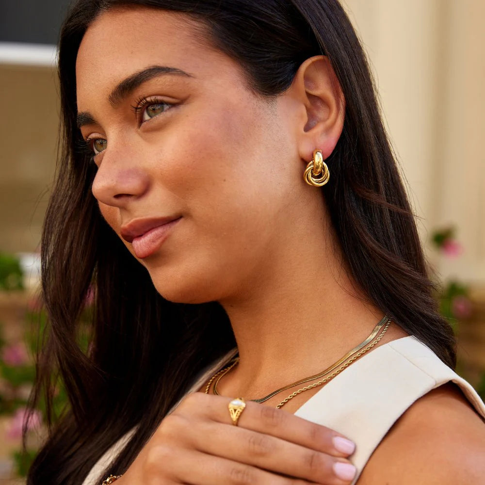 Vioraia Sofia Twisted Gold Hoop Earrings