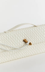 Vioraia Krizza Bag - Woven Clutch Bag in White