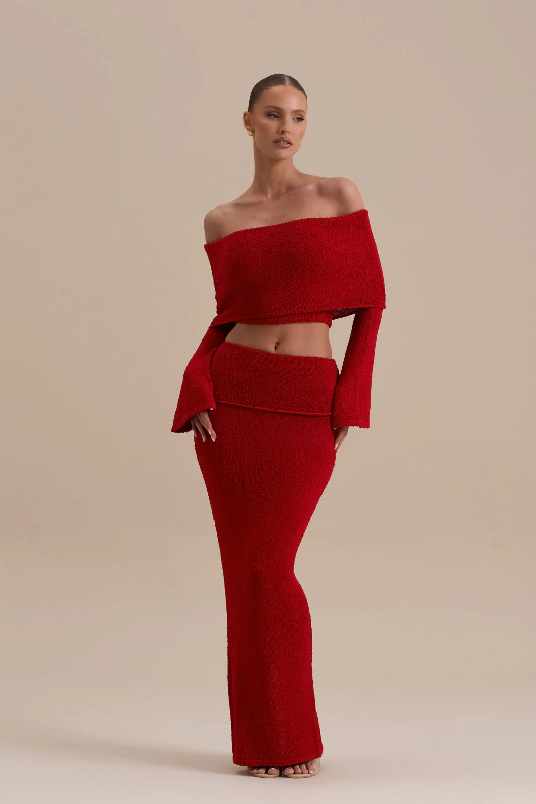 YASMIN BOUCLE KNIT CO-ORD | RED