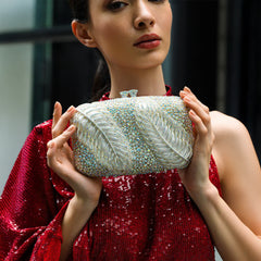 Vioraia Sparkling Leaves Clutch Bag
