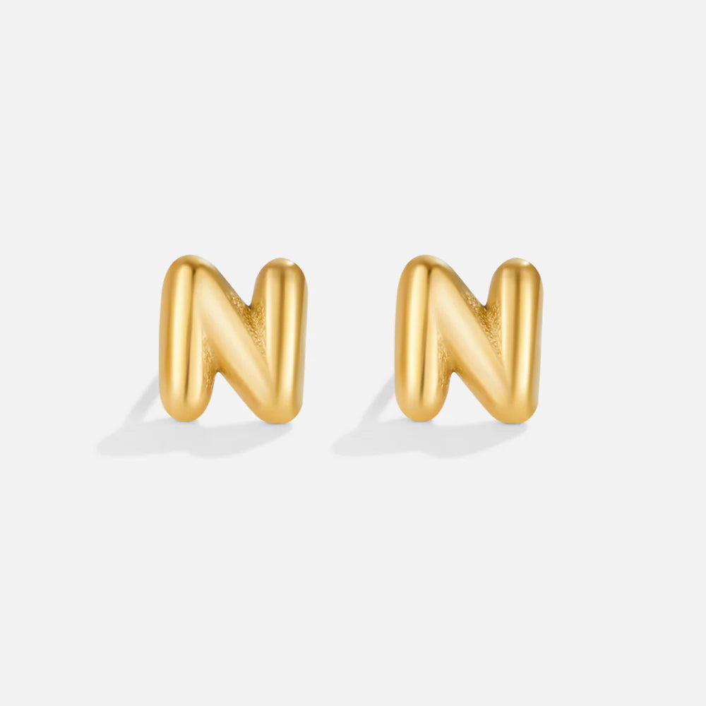 Vioraia Gold Bubble Letter Earrings