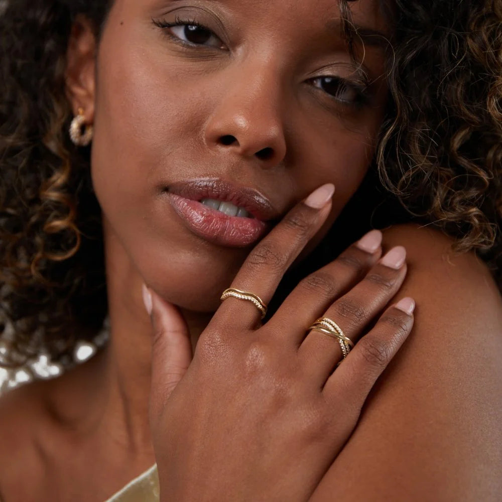 Vioraia Layered Juni Gold & Crystal Ring