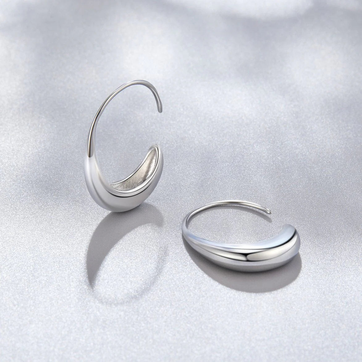 Vioraia Classic Silver Drop Hoop Earrings