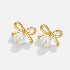 Vioraia Laila Bow Pearl Earrings