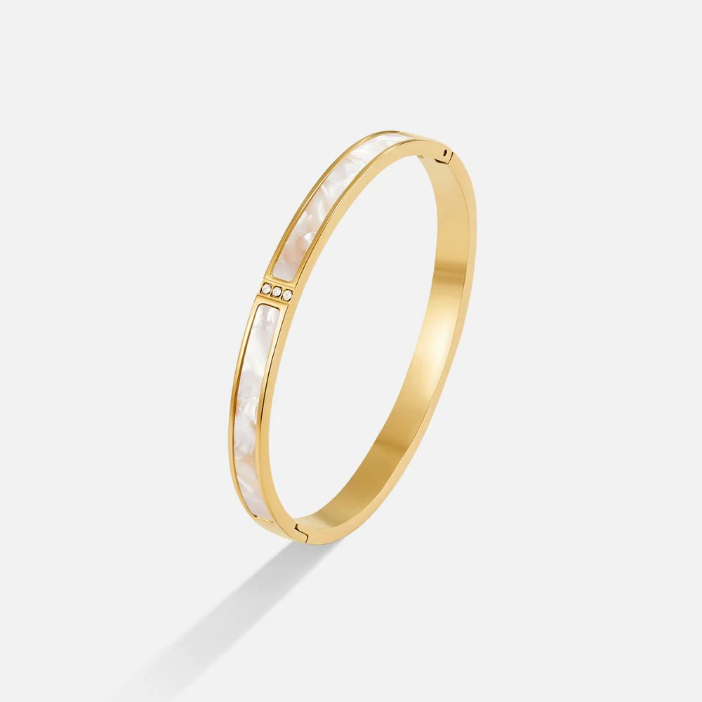 Vioraia White Sahara Gold Bangle
