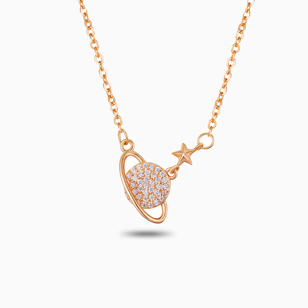 Vioraia Sparkling Saturn Necklace