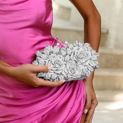 Vioraia Cecilia Rose Clutch Bag - Silver