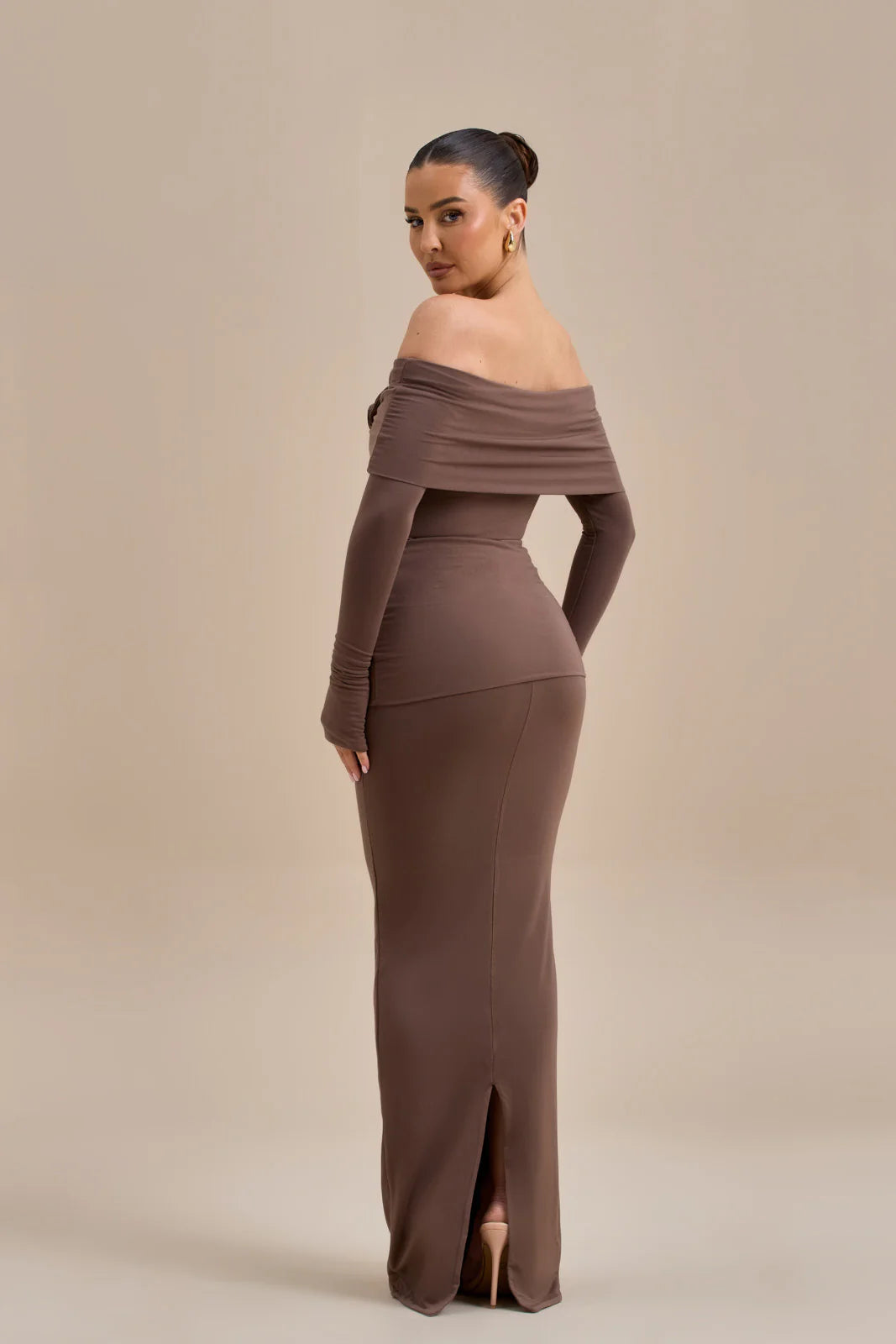 BELLE DRAPE MAXI SKIRT | CHOC - SALE