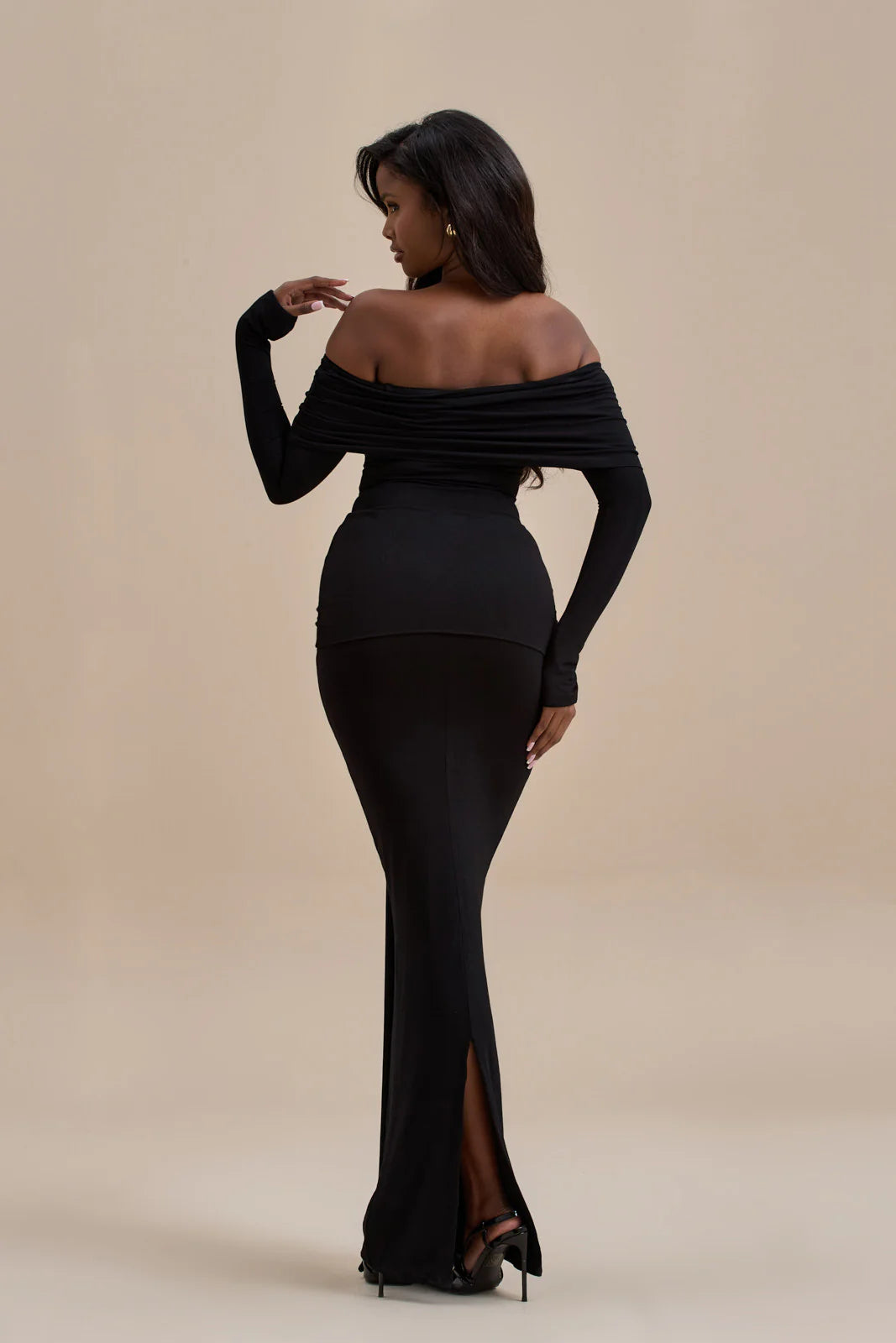 BELLE DRAPE MAXI SKIRT | BLACK - SALE